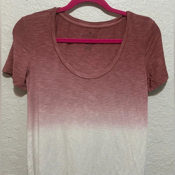 American Eagle Soft & Sexy Slub Short Sleeve Ombre T-Shirt - Picture 2 of 9